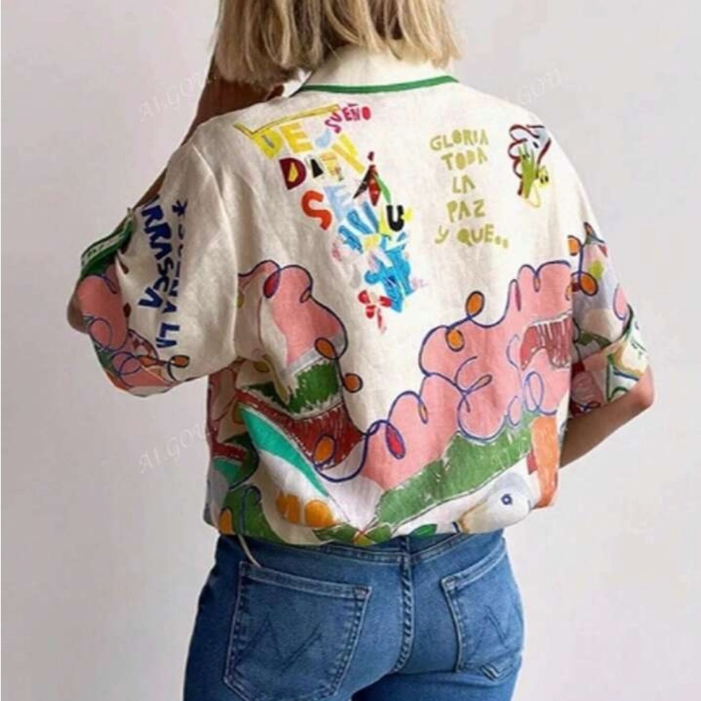 Colorful Graphic Button-Up Shirt - Picture 4 of 4